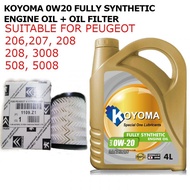 PEUGEOT 206 207 208 308 3008 508 5008MINI COOPER R55 R56 R57 R58 R60 OIL FILTER +KOYOMA 0W20 FULLY S