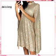 <daixiong> Lady Dress Hollow Sleeve Breathable 50s Sequin Pencil Dress