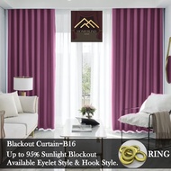 B16 Ready Made Curtain 95%Blackout Siap Jahit Langsir(Free Eyelet-RING)Langsir RAYA Kain Tebal 100%P