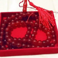 Tasbih Batu Giok Merah  (99 Butir)/Tasbih Batu Alam Giok+ Kotak Eksklusif Warna Merah ( TERLARIS)