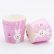 Panettone Paper Cups For Baking Cupcakes Muffins Bakery Pink Rabbit Pattern 50 (Bakery-0147)