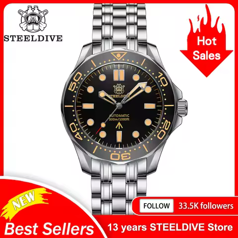 STEELDIVE SD1957 New Strap 42MM Vintage Bezel 200M Waterproof NH35 Green Luminou Sapphire Glass Auto