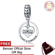 BAMOER Free Shpping 925 Sterling Silver I Love u Forever Mom Mother Engrave Beads fit September Char