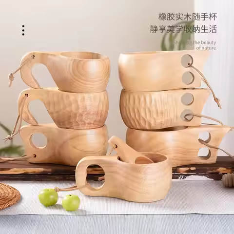 (1pcs) Creative Small Wooden Milk Cup 6/8oz 180-240ml Finland Wooden Coffee Cup
