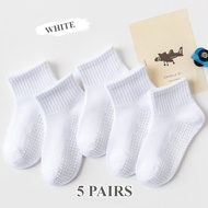 5 Pairs Non-slip Dot Rubber Baby Floor Socks Mesh Student Sports White Socks Spring and Summer Child