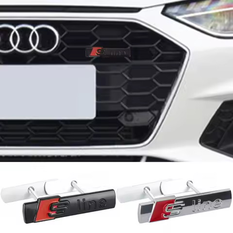 For Audi TT A1 A2 A3 A4 A5 A6 A7 A8 8P B6 B7 B8 S3 S4 S5 S6 3D Metal Car Sline Letter Front Grille E
