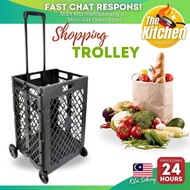 PRO-T PVC Foldable Shopping Trolley Four-Wheeled Trolley Hand Cart Plastic Heavy Carry Shopping Picn