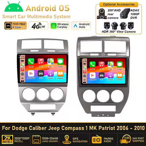 Android 16 Radio For Dodge Caliber Jeep Compass 1 MK Patriot 2006 - 2010 Multimedia Player Stereo He