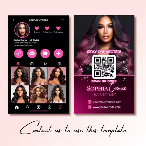 DsgnTouch Glossy Business Card Template Design for Instagram hair and nail salon loyalty card for Be