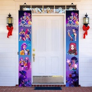2pcs Demon Movie Hunters Porch Sign Door Hanging Banner, Demon Movie Hunters Birthday Party Supplies