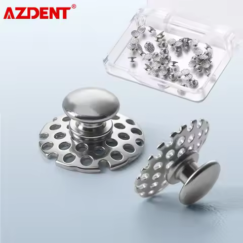 AZDENT 50pcs/Box Dental Orthodontic Lingual Buttons with Round Hole Metal Dentistry Accessories