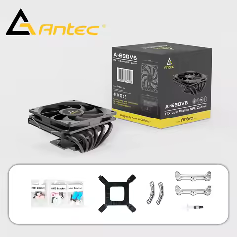 Antec A690V6 Low Profile CPU Cooler 6 Heat Pipe Air Cooling Radiator 12cm 4Pin PWM Fan For LGA1700 1