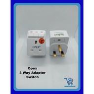 Opex 13A 3 Way Adaptor with Led Switches