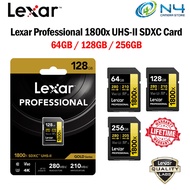 Lexar 64GB / 128GB / 256GB Professional 1800x SDXC™ UHS-II Card GOLD Series Memory Card SD Card