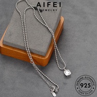 AIFEI JEWELRY 925 Necklace Chain Diamond Original Simple For Diamond Pendant Moissanite Rantai Sterling Perempuan Perak Women Silver 純銀項鏈 Square Leher Accessories Korean N40