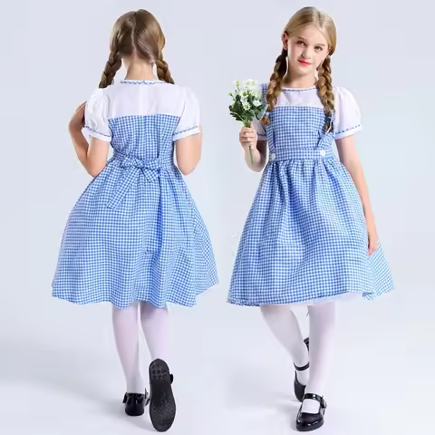 Medieval Children's Dorothy From The Wizard of Oz Costume Maid Children's Day Pastoral Character Sho