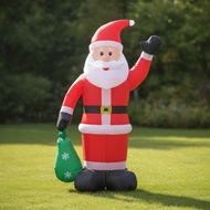 Inflatable Santa with Sack Outdoor Inflated Santa Santa Yard Decoration Standing Tall for Storefront