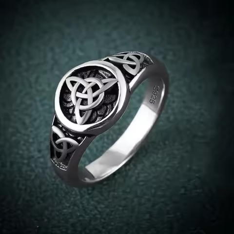 2026 New Retro Thai Silver Celtic Knot Triple Ring European and American Witch Celtic Amulet Diamond