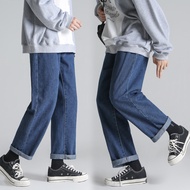 พร้อมส่ง มาใหม่2023กางเกงยีนส์ชายทรงตรงเเฟชั่นสไตล์เกาหลีหลวมjeans menเอวกลางกางเกงชายกางเกงขายาวโอเ