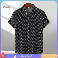 PP   Polka Dot Men Shirt Classic Men Polka Dot Shirt Men's Polka Dot Hawaiian Shirt Short Sleeve Cas