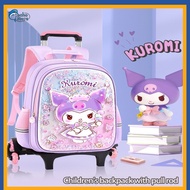 Kuromi School Bag Trolley Bag Student Backpack Girl School Bag with Wheels Student School Bag