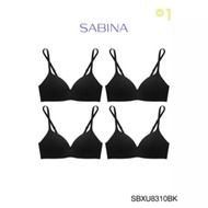 (Set 4 ชิ้น) Sabina เสื้อชั้นใน (ไม่มีโครง) รุ่น Pretty Perfect รหัส SBXU8310 สีดำ