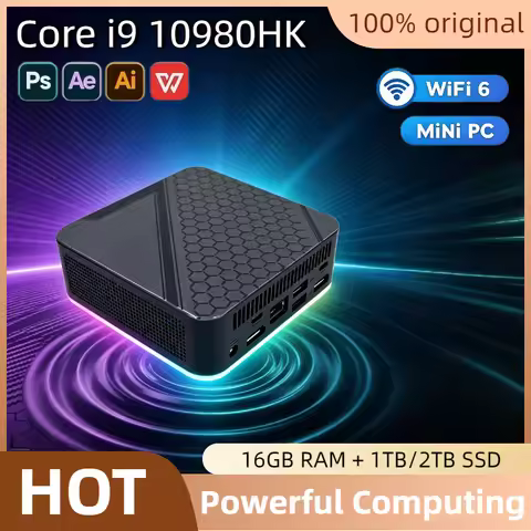 2026 Intel Core i9 10980HK Portable Mini PC 16GB DDR4 M.2 NVMe SSD Triple 4K WiFi6 Silent Cooling Of