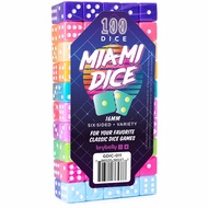 100-pack Miami Dice: Retro 80s 6-sided Gaming Dice – 16mm Bulk d6 Dice in Translucent & Solid Colors
