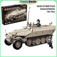 100319,Sd.Kfz.251 Half-Track Armored Vehicle,WWII Panzer Building Blocks Tank Toys Gifts for Boys