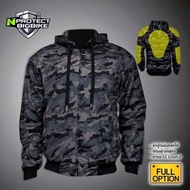 เสื้อการ์ดลายพราง CAMO BLACK DIGITAL รุ่นถอดหมวกได้ Full Option (พร้อมส่ง เก็บเงินปลายทางได้)