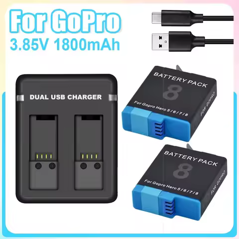 1800mAh Camera Battery for GoPro Hero8 Hero7 Hero6 Hero5 Batteries Balck For Gopro 8 7 6 5 AHDBT801 