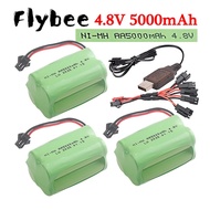 4.8V 5000mAh Rechargeable NiMH Battery For RC Cars Robots Tank Gun Boats toys parts T Model With SM 