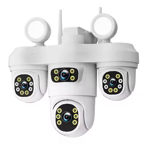 Outdoor 6K 12MP WiFi IP Camera 3 Controllable PTZ Lens Color Night Vision Human Detection 2-way Audi