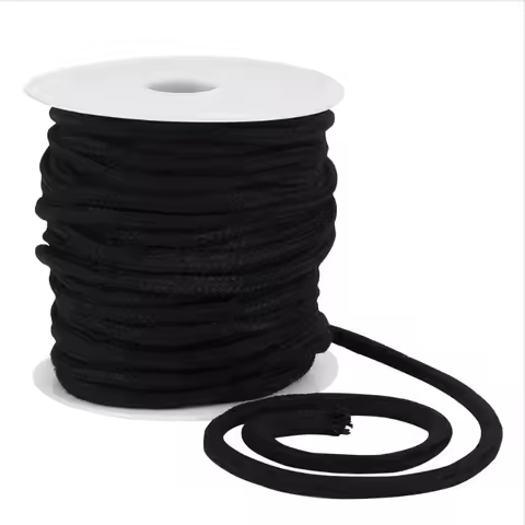 27.34 Yards Black Drawstring Replacement Rope 6mm Polycotton Soft Drawstring Cord Replacement with P
