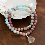 壽山石紅木紋石雙圈手鏈