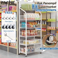 PACPIE Snack Rack Snack Shop Rack/ Kitchen Rack/ Multipurpose Stackable Iron Rack/ Portable Wheeled 