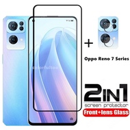2 in 1 Tempered Glass Protective Film For Oppo Reno 7 Pro SE 7Pro 5G Reno 6 4 2Z 5Z Reno 6 Pro Plus + 6Pro 4G 5G Full Cover Screen Protector Back Camera Lens Film