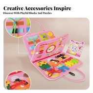 Three-Page Learning Bag Zippered Felt Activity Bag Felt Busy Book Carrying Handles Travel Busy Board