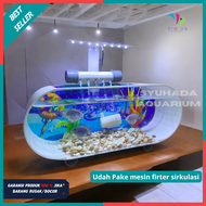 [PROMO] Aquarium full set / aquarium mini akrilik lengkap dengan pompa dan Mesin filter dan aksesori