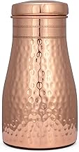 Pure Copper Water Bottle - Bedside Carafe - Water Pitcher with Lid for Sports and Yoga - Heavy Duty Metal Vessel for Drinking Water - 34 Oz