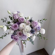 【鮮花】紫藍白色玫瑰桔梗自然風格分束捧花