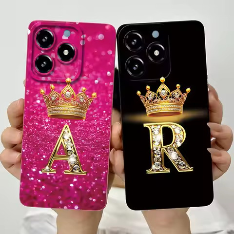 Crown Letters Phone Case for OPPO Realme C61 4G 6.74" RMX3939 C 61 C63 Narzo N63 Shell Square Liquid