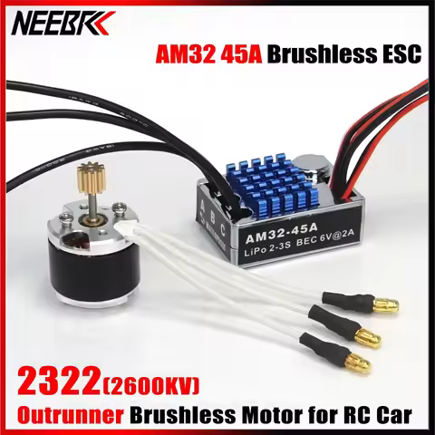 NEEBRC 2322 2600KV Outrunner Brushless Motor AM32 45A ESC for 1/12 RC Cars MN82 MN99S MN168 MN78 Cra