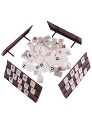 1套,大字版拉密,原版拉密瓷磚遊戲,附有紙板盒的拉密骨牌遊戲和拉密搭配遊戲,包含106張瓷磚
