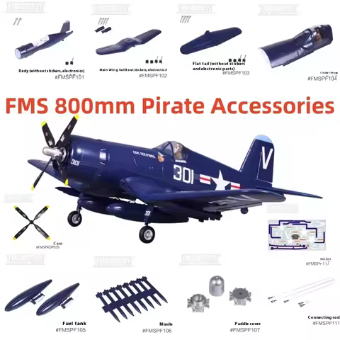 Fms 800mm F4u Pirate Rc Plane Complete Accessories Body Main Wings Paddles Paddles Cover Landing Gea