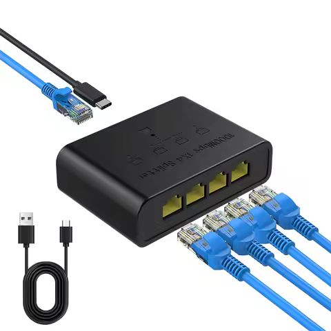 Ethernet Splitter 1 to 4, 1000Mbps High Speed Ethernet Cable Splitter, Gigabit RJ45 LAN Network Exte