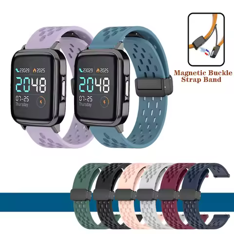 20mm 22mm Folding Buckle Magnetic Buckle Silicone Strap Band For Haylou LS02 RS4 Plus / Solar LS05 L