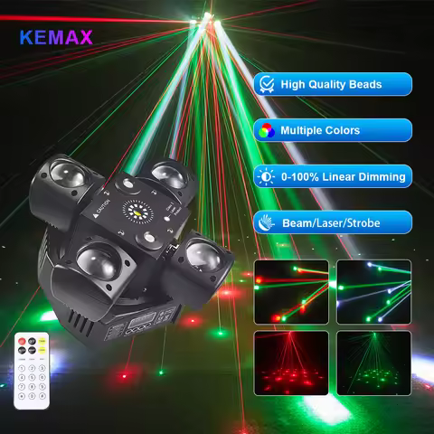 48W Party Light Remote Mini Moving Head Beam Light RGBW DJ Mobile Lights DMX Sound Controll Rotating
