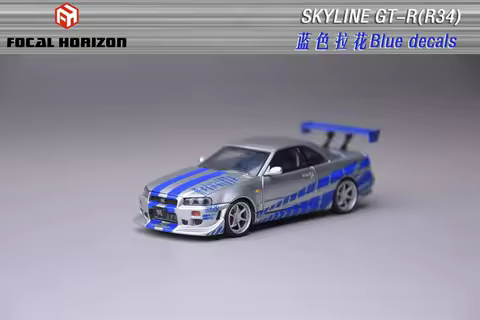 (Pre-order) Focal Horizon FH 1:64 Skyline GT-R R34 FNF C-West Silver Blue Limited999 Diecast Collect