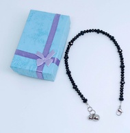 Custom made crystal anklet 4mm and 5mm black crystal with bells.Length baby size to adult size(16cm 